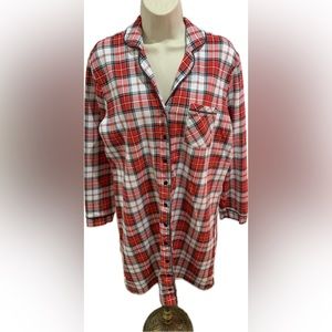 LASCANA Night Shirt‎  in Red Plaid Women’s Size Large EUC